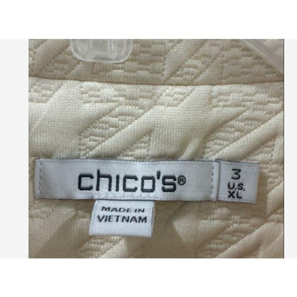 Chico's Cream Houndstooth Open Front Jacket – Longline Blazer Coat Size 3 XL - Picture 2 of 4